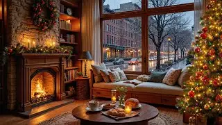 Soft Winter Jazz Music❄️Cozy Winter Coffee Shop With Smooth Jazz & Warm Fireplace for Focus & Study