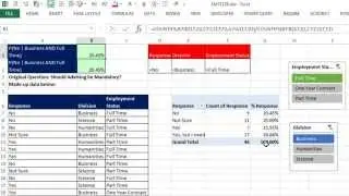 Excel Magic Trick 1178: Conditional / AND Percentage: PivotTable Slicer, COUNTIFS or DCOUNTA?
