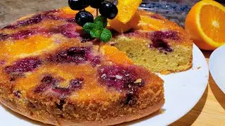 Orange Blueberries Upside-down Cake Recipe | Easy Cake Recipe | #cake #cakerecipe #cakes 