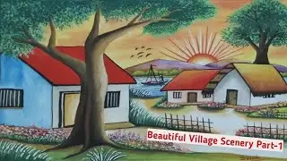 How to Draw a Village House Scenery With Water Colour II Village Scenery Drawing Tutorial II 