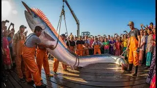 LEGENDARY MESSENGER: 50-Foot Deep Sea Oarfish Hauled Onto Local Village Pier!