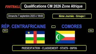 R&Eacute;P. CENTRAFRICAINE - COMORES : 8&egrave;me Journ&eacute;e Eliminatoires Coupe du Monde 2026 Zone Afrique