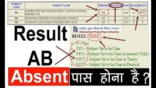 NIOS D.El.Ed #Result #Absent (AB) Problem ,SYC ,SYCT ,SYCI BY T-Watch Education