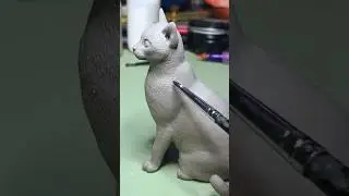 Fur making on cat sculpture #polymerclay #catart #artcommission  #claysculpting #animalsculpture