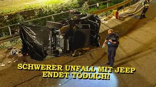[T&ouml;dliches Unfalldrama mit Gel&auml;ndewagen] - Zwei M&auml;nner werden bei &Uuml;berschlag aus Jeep geschleudert -