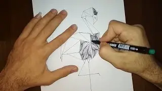 DRAW FLAMINGO 3D PATTERN.. OP-ART. MAGIC LINE