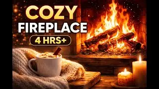 Cozy Fireplace Ambience with Crackling Fire | Relax, Sleep, Study (4 Hours +)