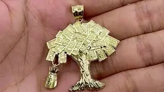 LoveBling 10k Yellow Gold Hundred Dollar Bill Charm (1.80