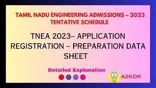 TNEA 2023&ndash; APPLICATION REGISTRATION &ndash; PREPARATION DATA SHEET