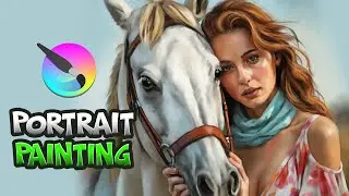 Digital Painting: Mastering a Woman & Horse Portrait in Krita!  🎨✨