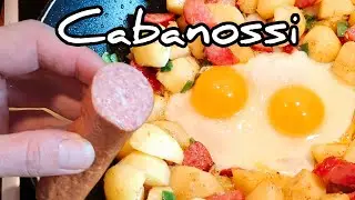 einfach und schnell zubereiten - Cabanossi mit Kartoffeln und Ei