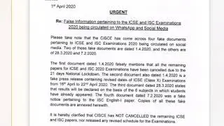 CISCE issues a notice regarding fake informations