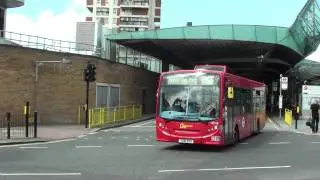(HD) London buses on Routes 47, 188 & P12 depart Canada Water