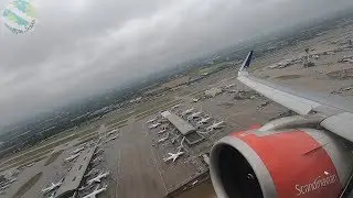 SAS A320neo | Engine-Start/Takeoff from London Heathrow - Copenhagen | Gusty Autumn Evening