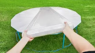 We made a Real Trampoline from Stretch Wrapping Film / watch the kids enjoying it