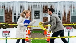 HOA Fined Me For Icicle Hazard Warning, So I Put Caution Tape Around Their Building For Same Reason