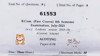 MDU B.COM (PASS) AUDITNG 6TH SEM JULY 2021, EXAM QUESTION PAPER @AashuHub @knowledgeforlife129