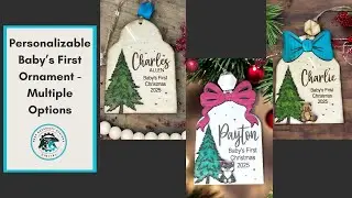 How to Paint Baby&rsquo;s First Christmas Ornaments with Distress Ink | Rustic Wood Ornament (SVG File)