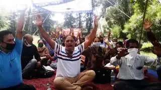 All Agricultural Department Dailywagers Association protest against jk UT administration.....