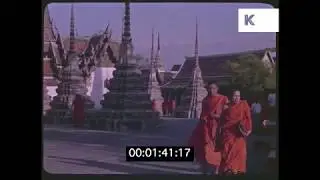 Buddhist Monks at a Bangkok Temple, 1960s, 1970s, 35mm
