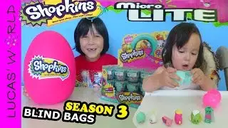 Baby opens Shopkins Surprise Eggs | Giant Shopkins Play-Doh Egg with Blind Bags & Mystery Eggs