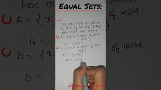 Equal Sets|Set|Class 11|Chapter 1|Ncert #sets #settheory #mathematicswoman #cbse #ncert #maths #icse