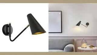 Aeyee Black Wall Lamp, Swing Arm Wall Lamp, Industrial Wall Mount Lighting for Bedroom Corridor