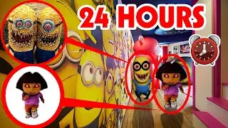 (PART1) 24 HOUR OVERNIGHT IN UNIVERSAL STUDIOS | IF YOU SEE DORA.EXE AND MINIONS THE RISE OF GRU RUN