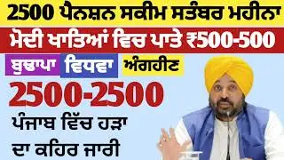 2500 ਪੈਨਸ਼ਨ ਸ਼ੁਰੂ | 2500 budhapa pension | 2500 pension scheme august 2025 | 1000 ਪੈਨਸ਼ਨ