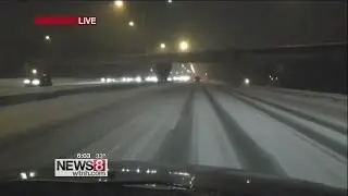 Snow fall begins to create slippery road conditions
