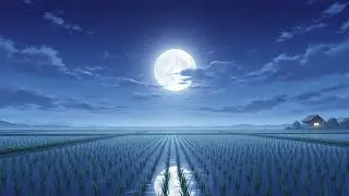 Chill Lofi Lunar Breeze Shimmering Above Peaceful Rice Terraces Carrying Warm Drifting Calm