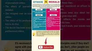Learn English Vocabulary - Ethics vs Morals #english #englishvocabulary #vocabulary