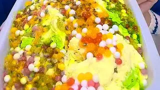 MATCHA ICE EATING WITH PASSION FRUIT/ ICE EATING ASMR