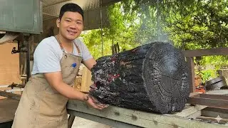 The Process Of Transforming A burnt Tree Stump Into $1000 Worth Of Furniture