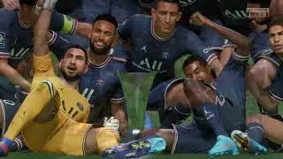 Paris Saint-Germain Ligue 1 Trophy winning Celebration #psg #neymar #messi  #mbappe #gameplay