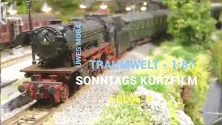 H0 Modelleisenbahn: Sonntags Kurzfilm: Folge 9: BR 23 mit Eilzug. Gealtert und mit Beleuchtung.