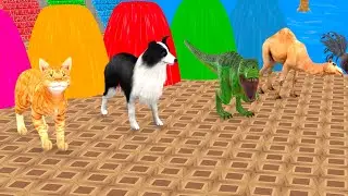 Long Slide Game with Cow Elephant Gorilla Hippopotamus Tiger 3d Animal Game Funny 3d Animals 2025