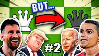 CHESS BUT THE PIECES BECOME ENEMY AFTER DEATH / BIDEN and TRUMP PLAY CHESS with MESSI and RONALDO