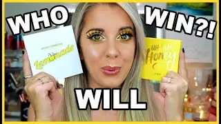BATTLE OF THE PALETTES || COLOURPOP UH HUH HONEY PALETTE VS MIDAS COSMETICS LEMONADE PALETTE ||