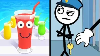 Juice Run Vs Thief Puzzle 🥤🍺🐯👨&zwj;✈️ Max All Levels Android iOS Gameplay Ep 376