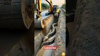 Is It Real at the Road work ? 🐍 #hitachi #snake #worksite #snakevideo #hitachiexcavator #roadwork