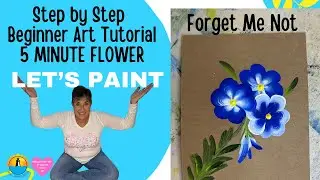 How to Paint a Forget me Not: Easy Step by Step 5 Minute Beginner Acrylic Painting Tutorial