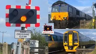 Two Trains Pass Together at Pirton Level Crossing, Worcestershire 