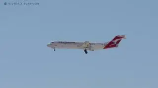 QantasLink (VH-NHN) Fokker F100 on final approach to RW24 at Perth Airport.