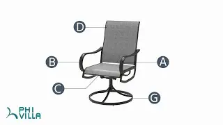 How To Install PHI VILLA Textilene Swivel Chairs with Curve Arms 2-Piece Set?
