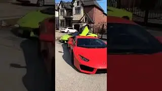 Canadian millionaire guy shows his car collection outdoor his house