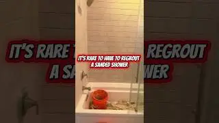 Premixed grout turned to sand. Full shower restore by Grout Doctor KC. Free estimates: 913-236-5112