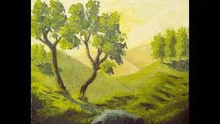 Oil Painting Demonstration - Golden Sky Over the Hills