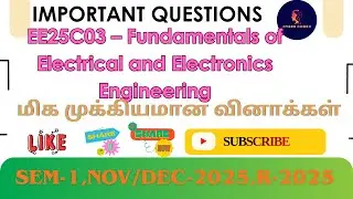 ⚡ EE25C03&ndash;Fundamentals of Electrical and Electronics Engineering  Unitwise Important questions|Sem 1