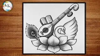 Basant Panchami Special Maa Saraswati Drawing Easy and Beautiful | Easy God Drawing